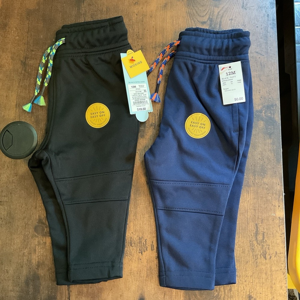 New Toddler Boys'‎ 2pk Athletic Jogger Pull-On-Pants - Cat & Jack Black 12M